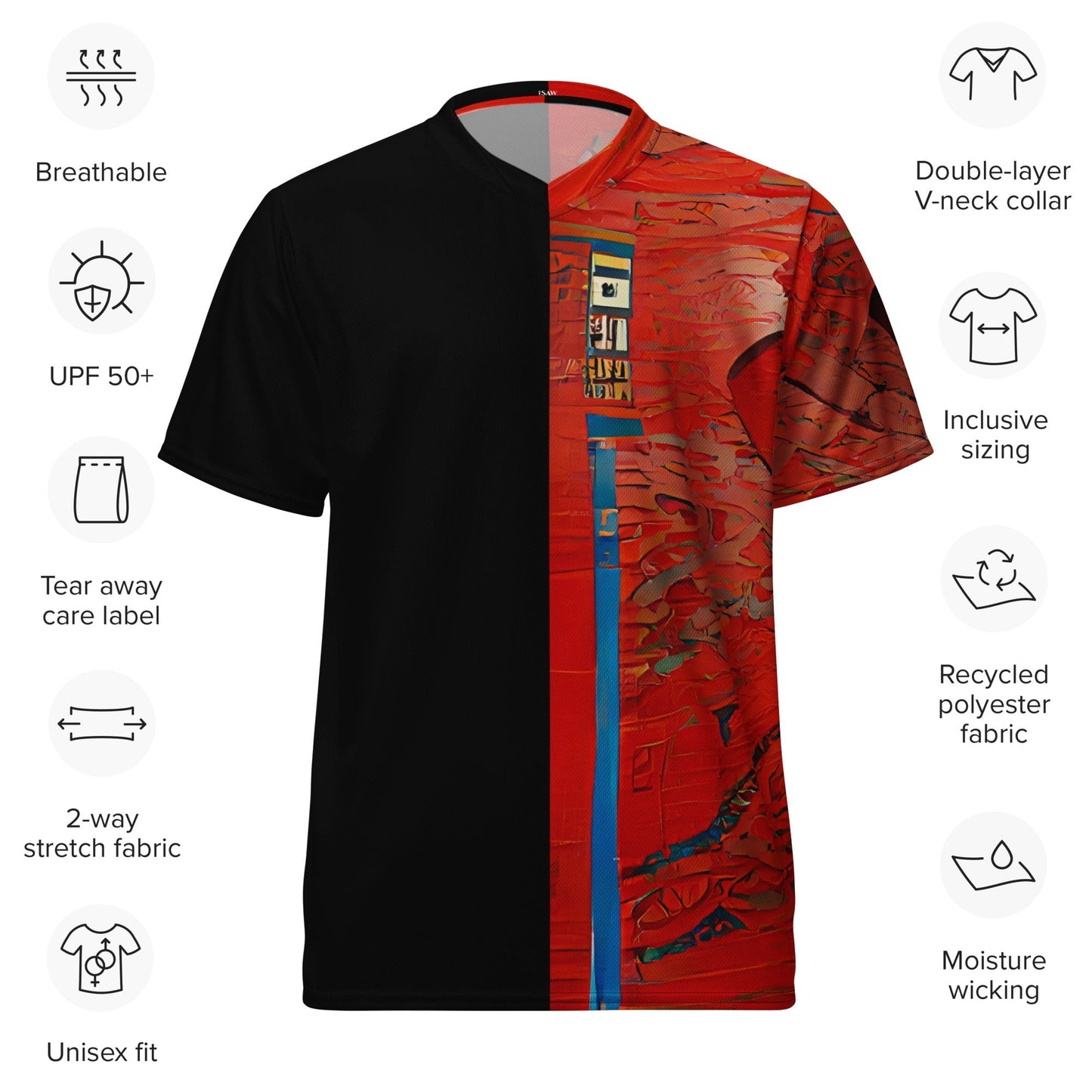 Half Black Half Hónghǎi - Unisex Sports Jersey