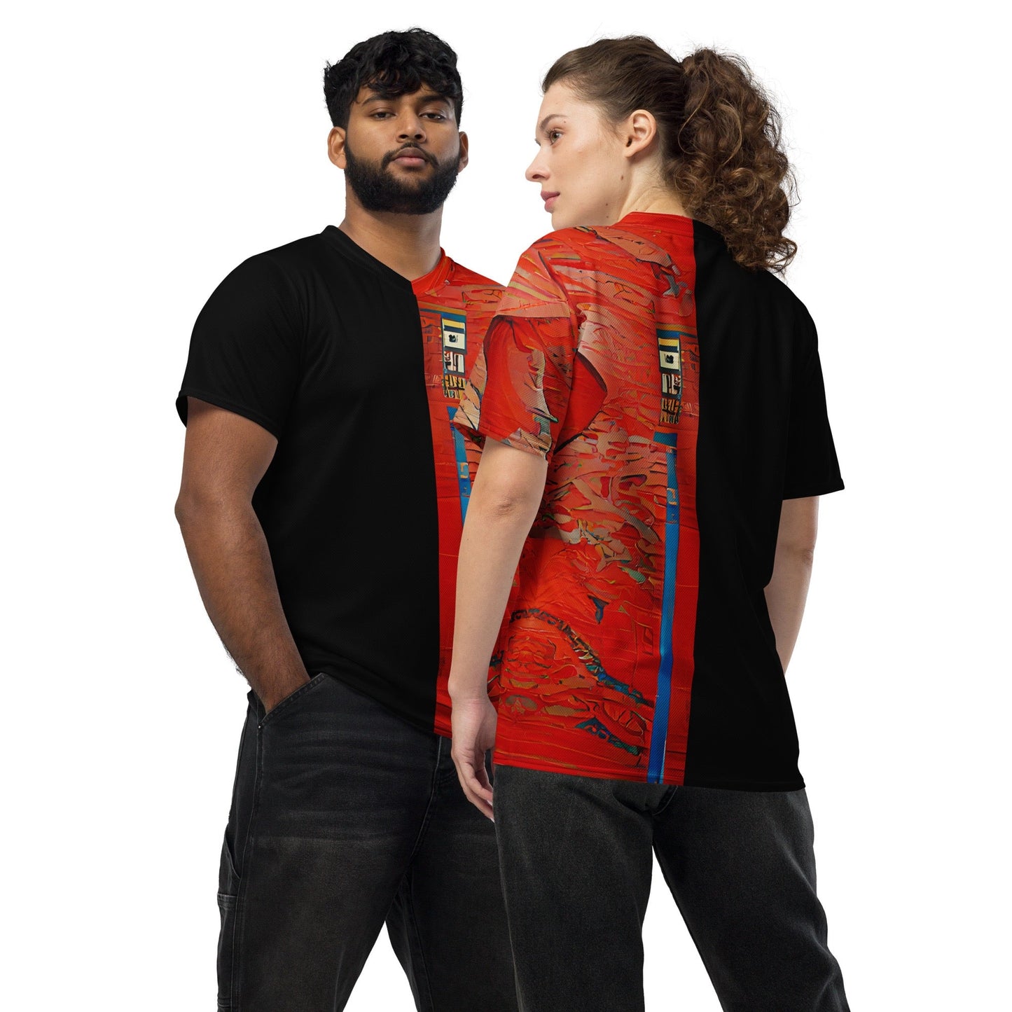 Half Black Half Hónghǎi - Unisex Sports Jersey