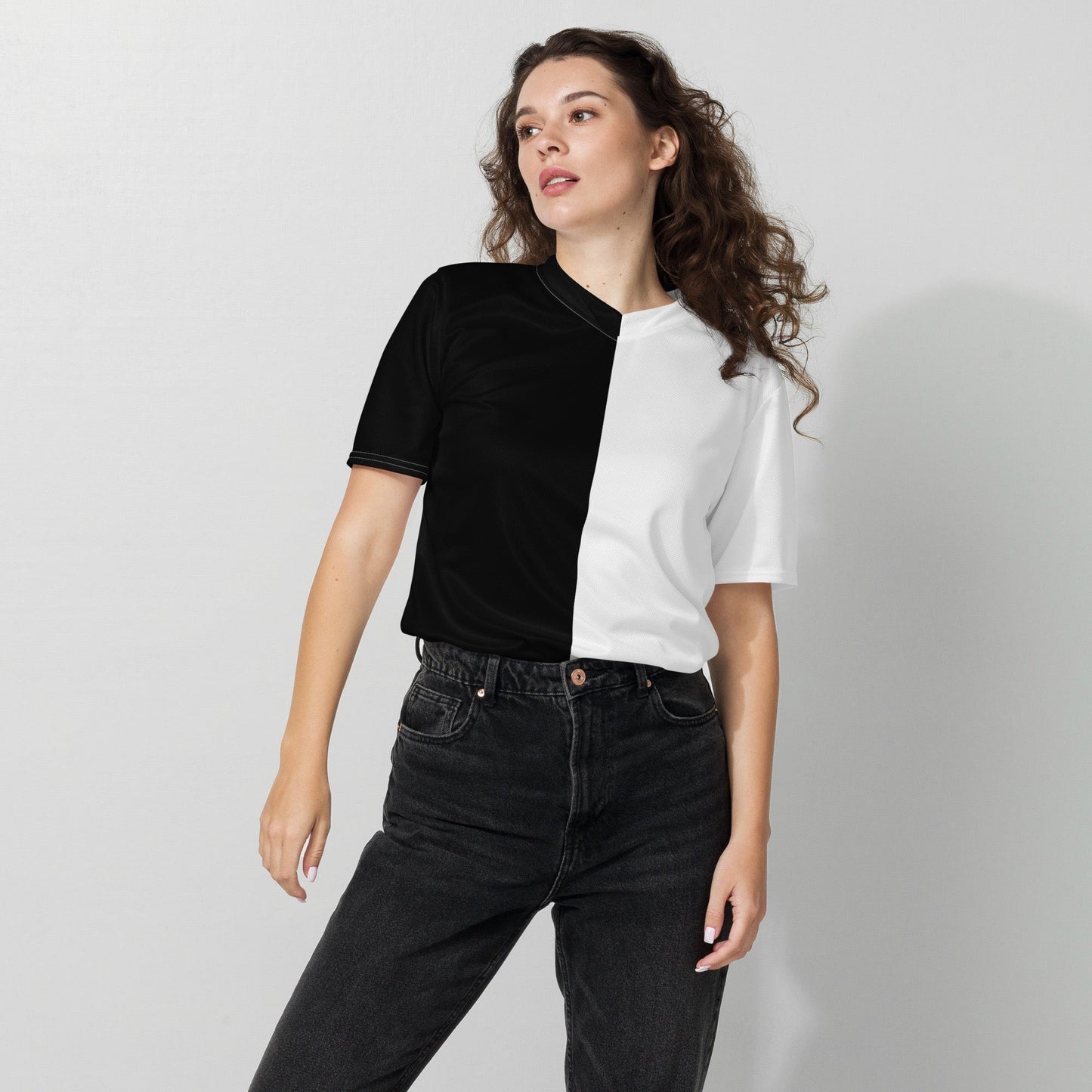 Half Black Half White - Unisex Sports Jersey