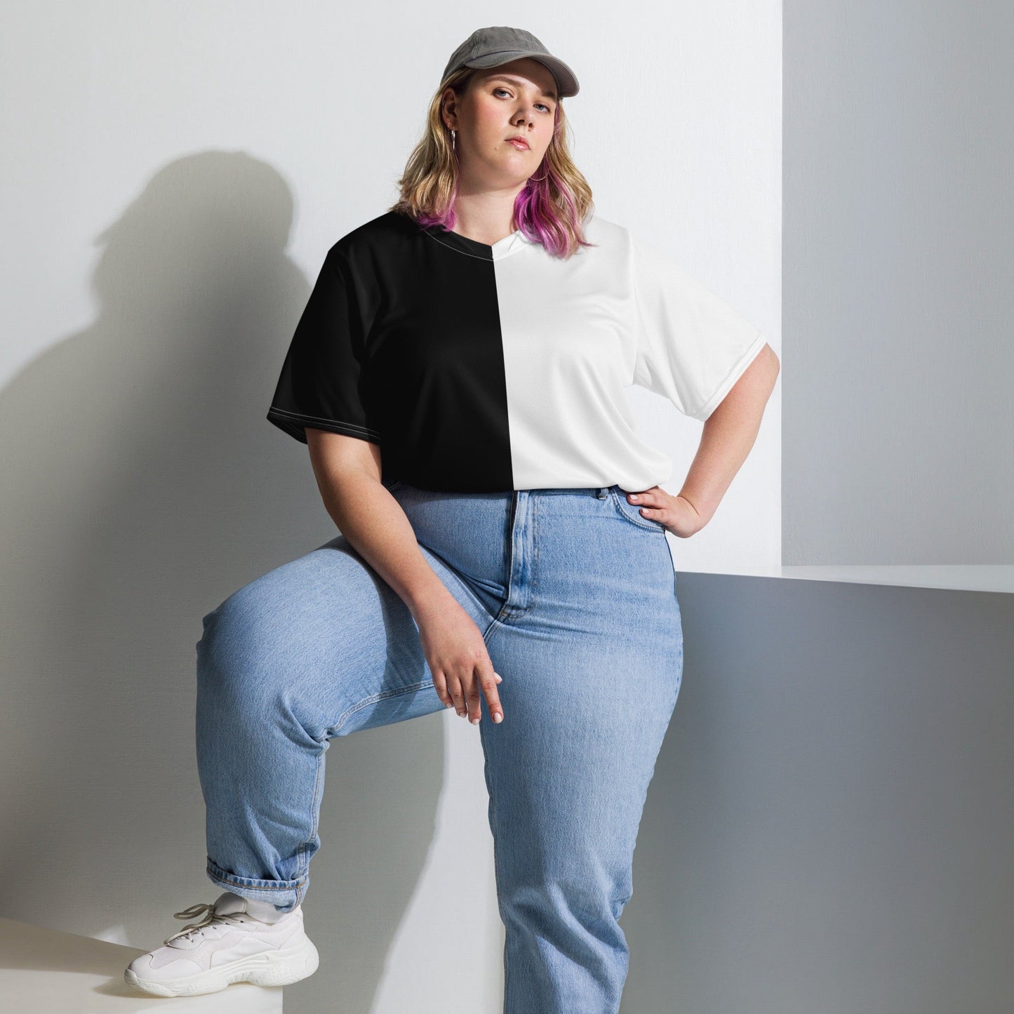Half Black Half White - Unisex Sports Jersey