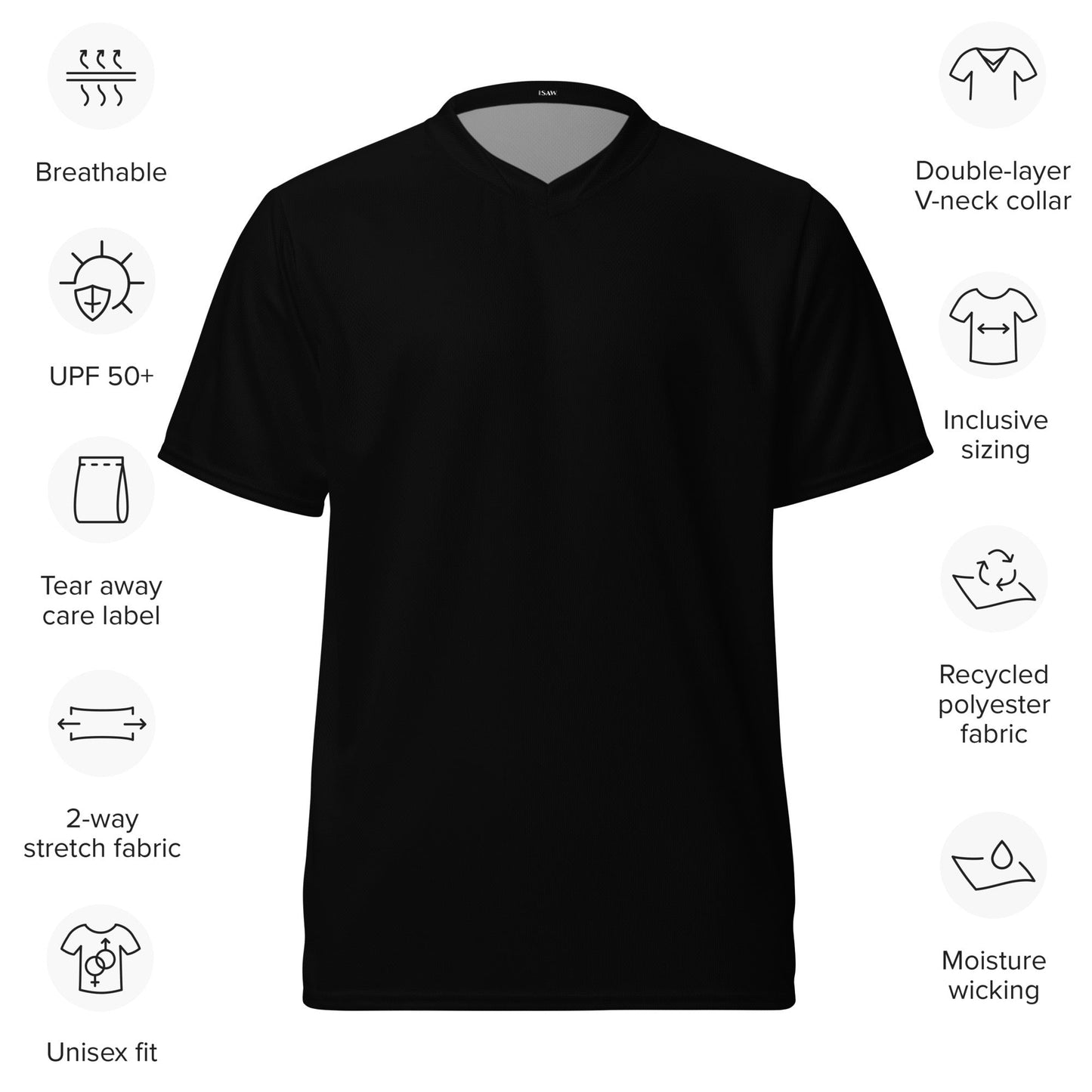 iSAW Unisex Black Sports Jersey