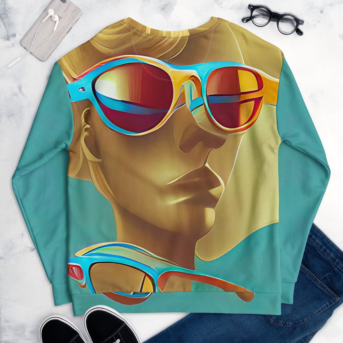 Retro Cool Blue - Womens Sweatshirt