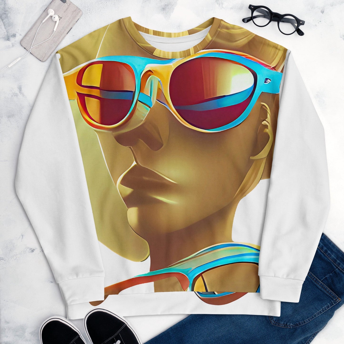 Retro Cool White - Womens Sweatshirt
