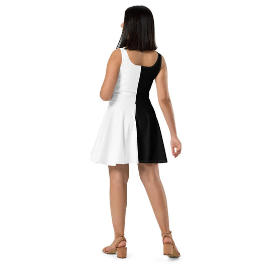 Half Black Half White - Womens Skater Dress