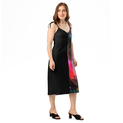 Half Black Half Báijiǔ - Womens Chiffon Slip Dress