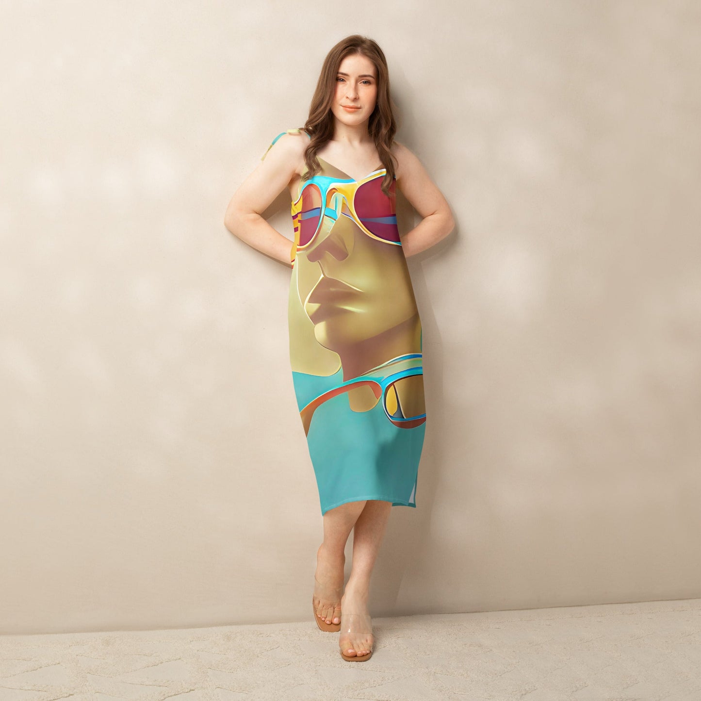 Retro Cool Blue - Womens Chiffon Slip Dress