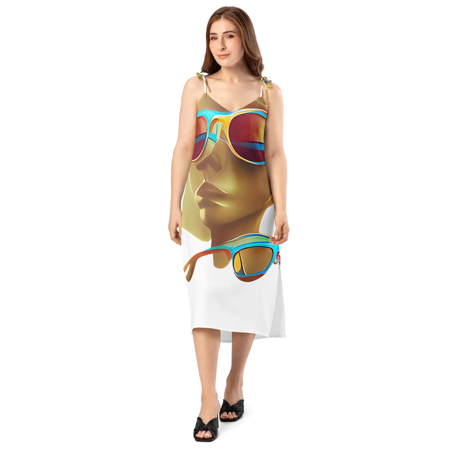 Retro Cool White - Womens Chiffon Slip Dress