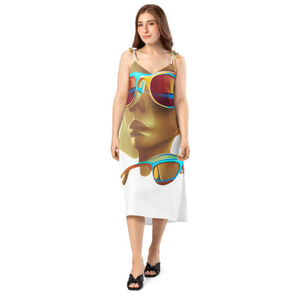 Retro Cool White - Womens Chiffon Slip Dress