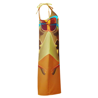 Retro Cool Orange - Womens Chiffon Slip Dress