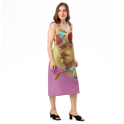 Retro Cool Pink - Womens Chiffon Slip Dress