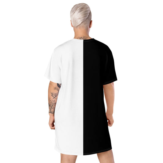 Half Black Half White - Womens T-Shirt Dress