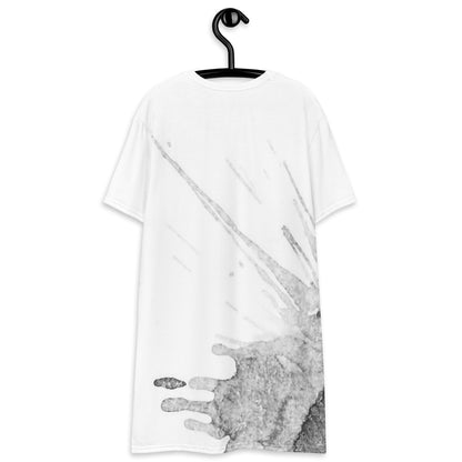 Watercolour Grey Splash - Womens T-Shirt Dress