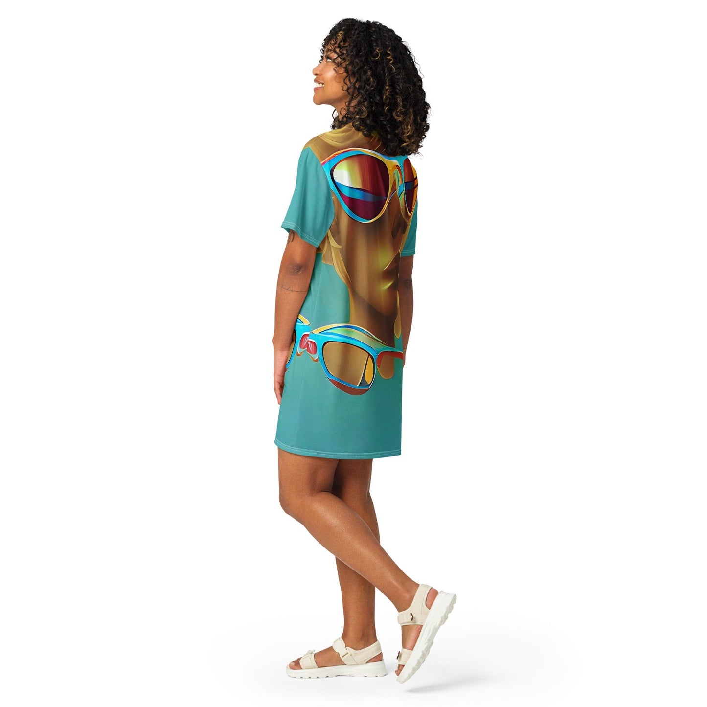 Retro Cool Blue - Womens T-Shirt Dress