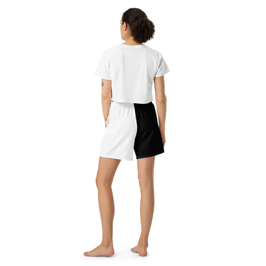 Half Black Half White - Unisex Athletic Shorts