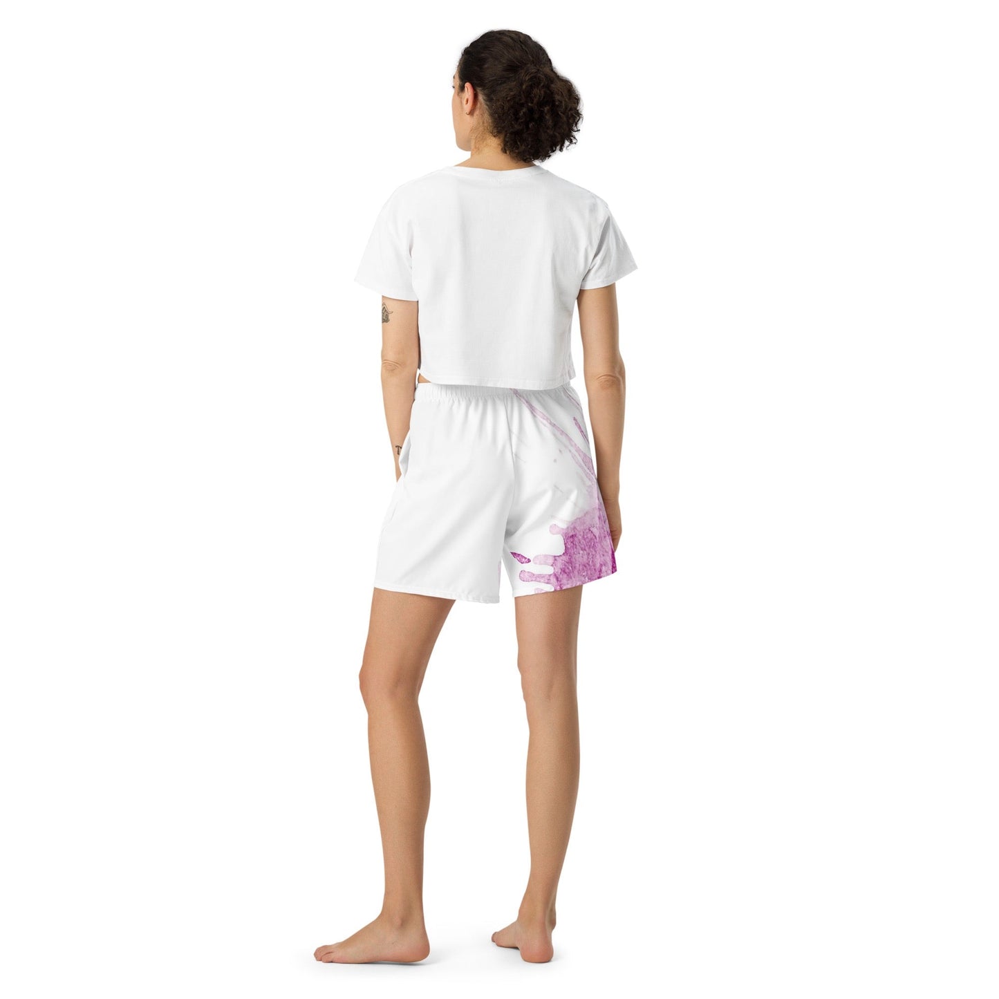 Watercolour Pink Splash - Unisex Athletic Shorts