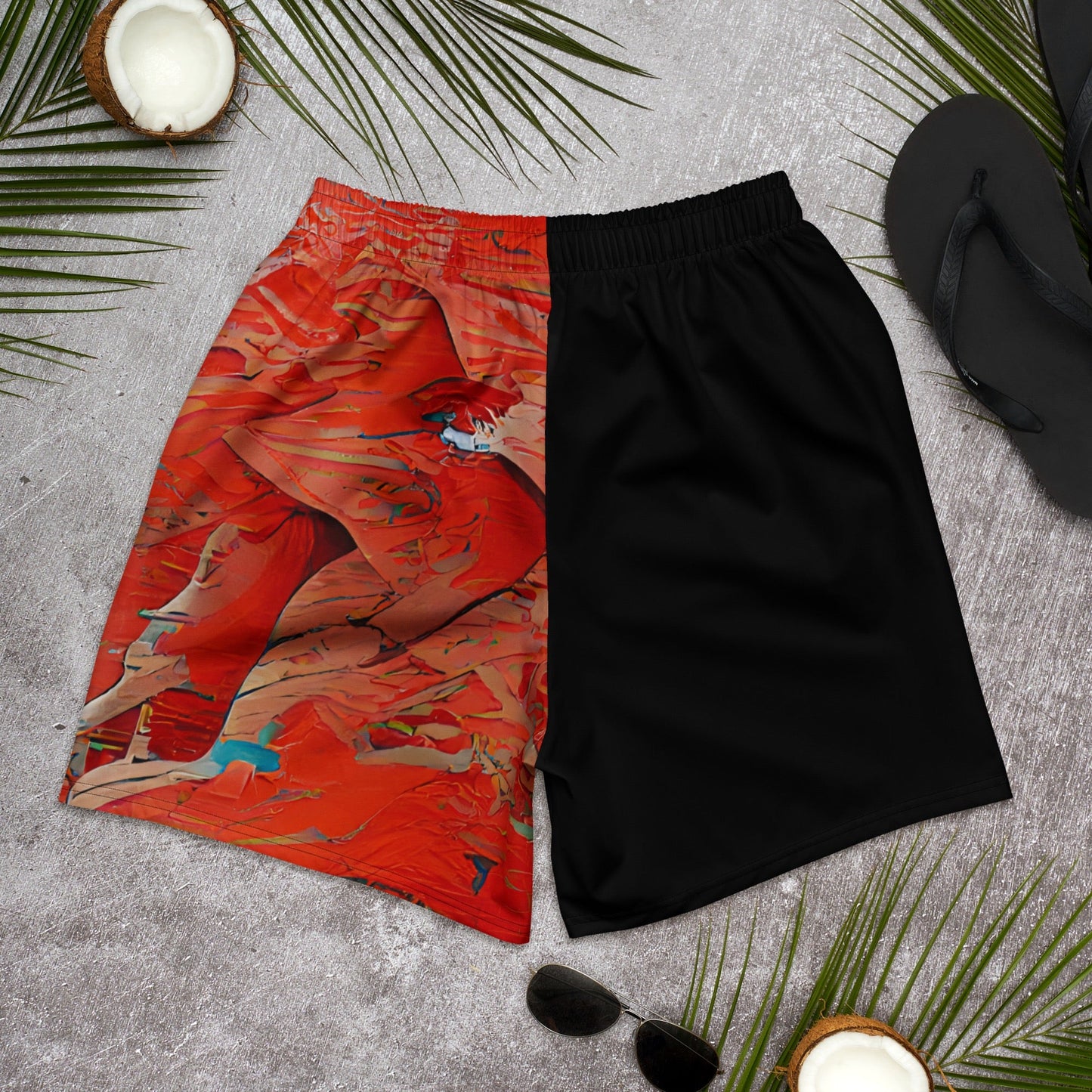 Half Black Half Hónghǎi - Unisex Athletic Shorts