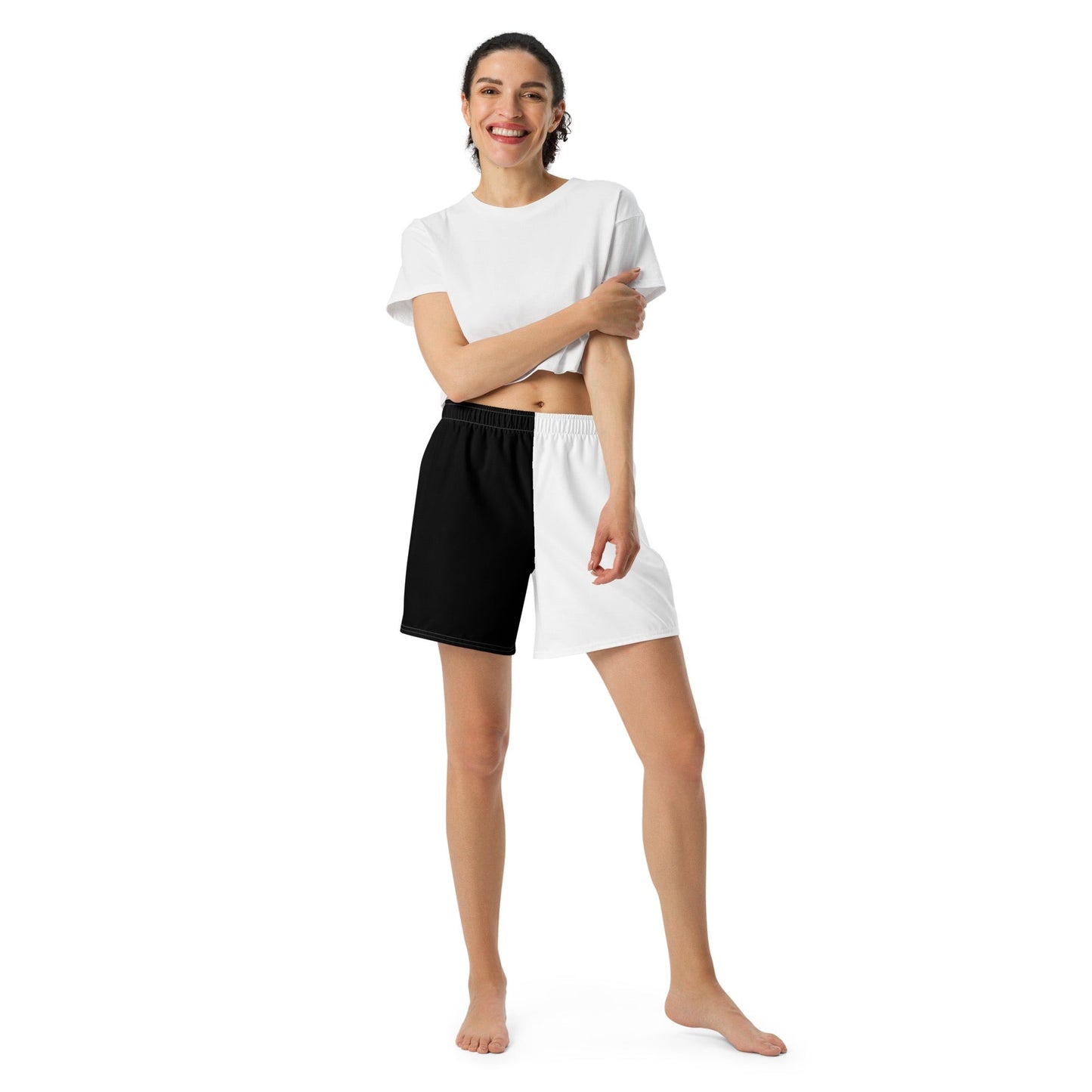 Half Black Half White - Unisex Athletic Shorts