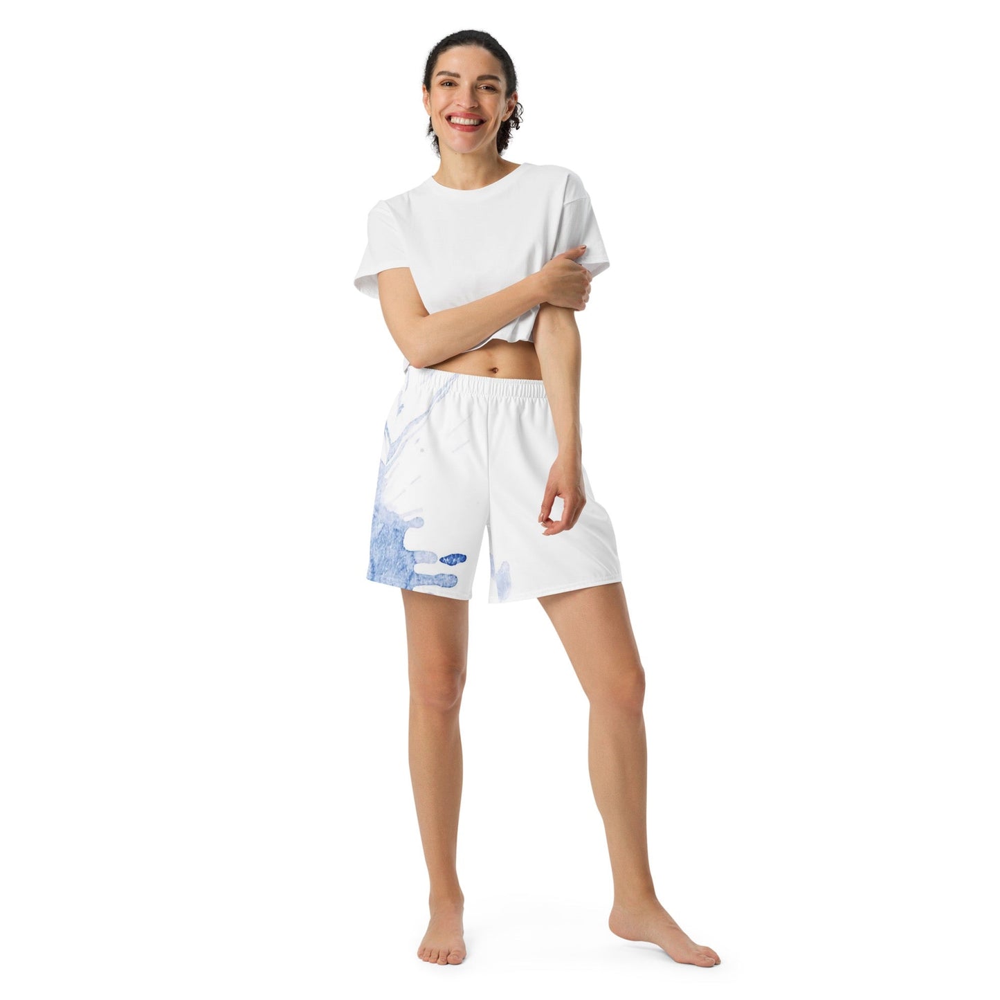 Watercolour Blue Splash - Unisex Athletic Shorts