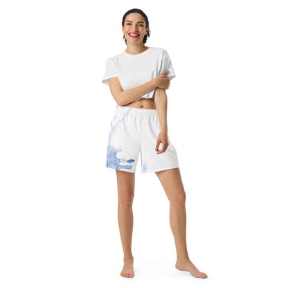 Watercolour Blue Splash - Unisex Athletic Shorts