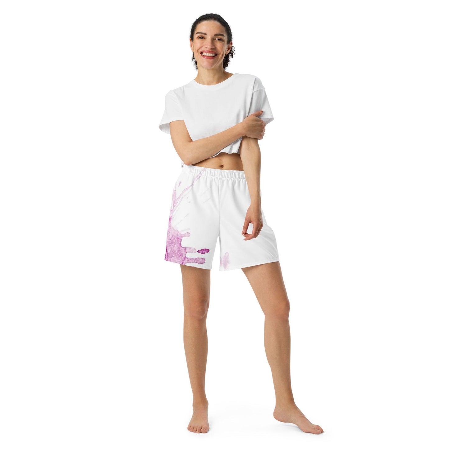 Watercolour Pink Splash - Unisex Athletic Shorts