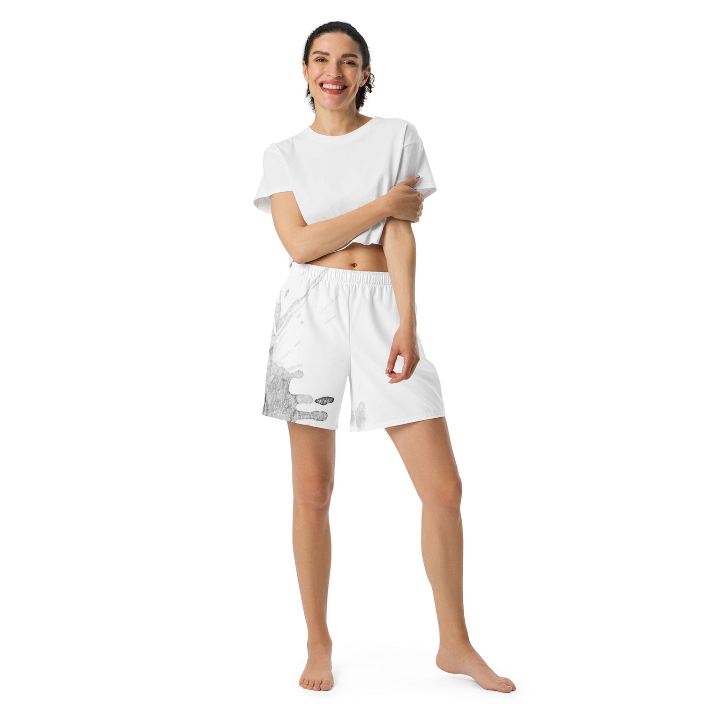 Watercolour Grey Splash - Unisex Athletic Shorts