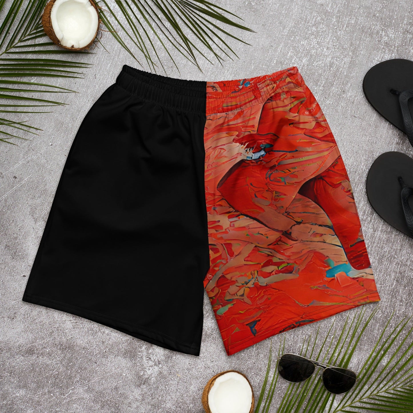 Half Black Half Hónghǎi - Unisex Athletic Shorts