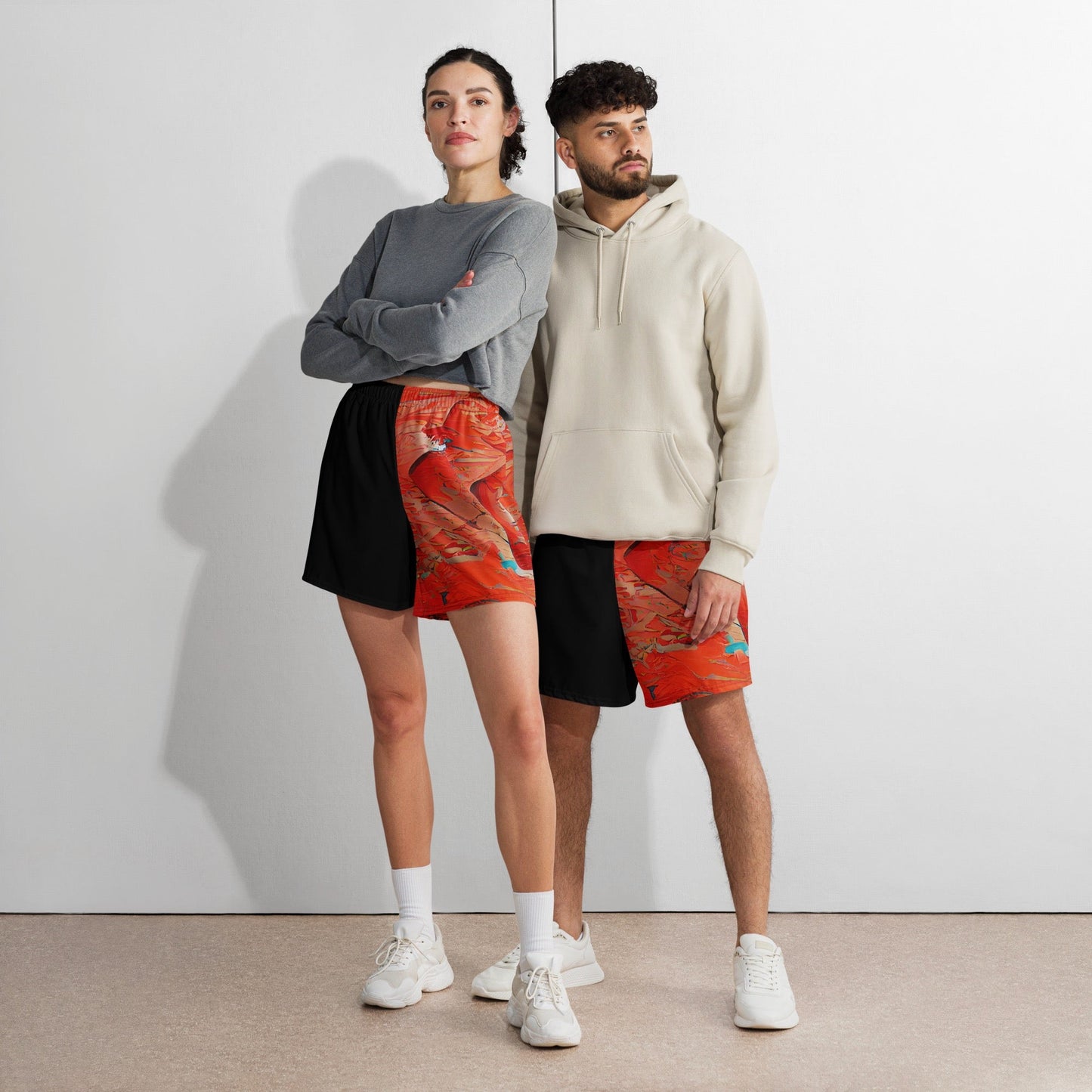 Half Black Half Hónghǎi - Unisex Athletic Shorts