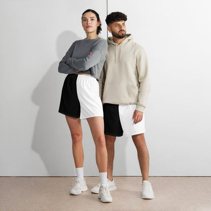 Half Black Half White - Unisex Athletic Shorts