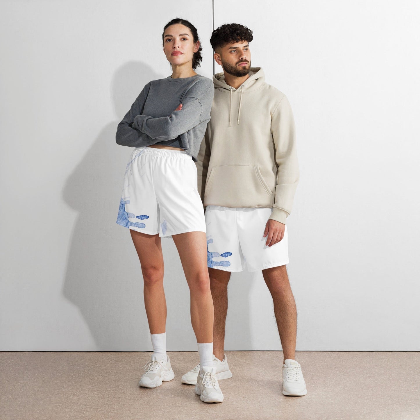 Watercolour Blue Splash - Unisex Athletic Shorts