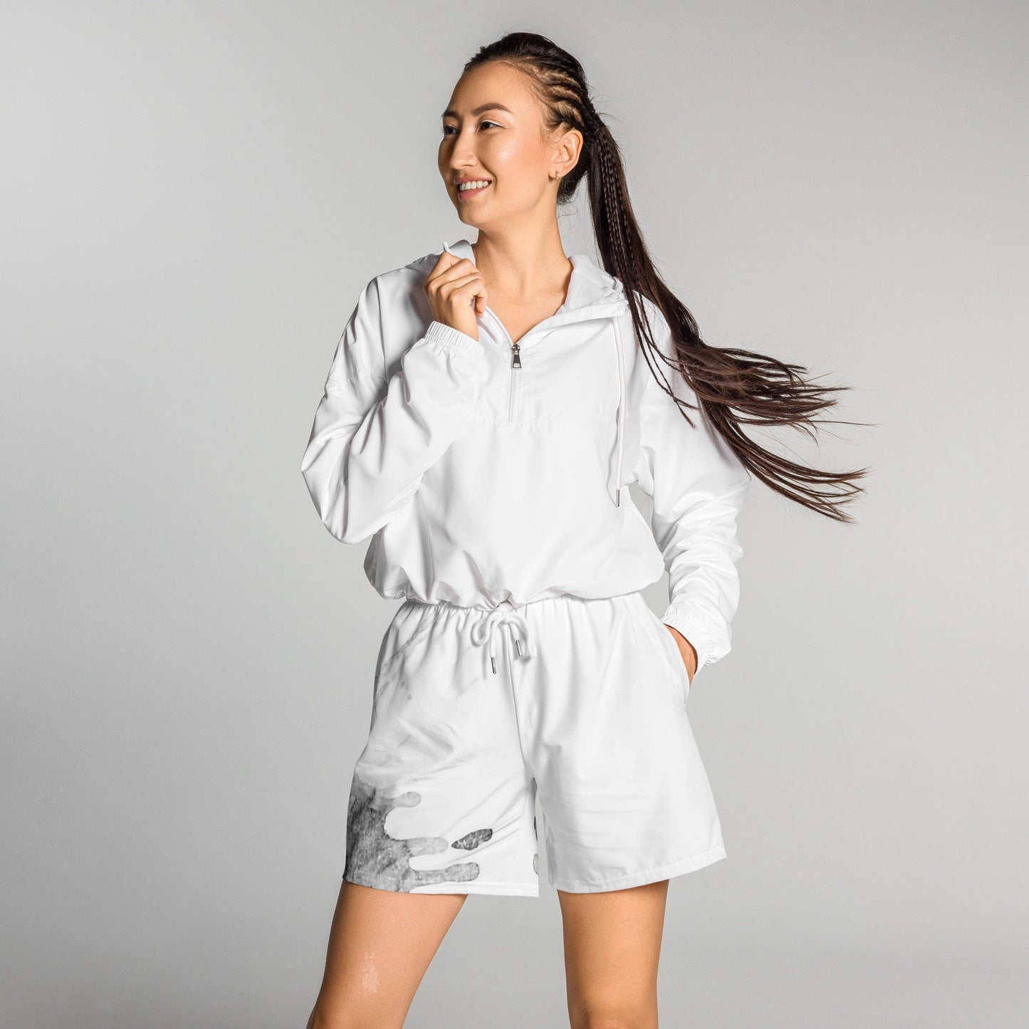 Watercolour Grey Splash - Unisex Athletic Shorts