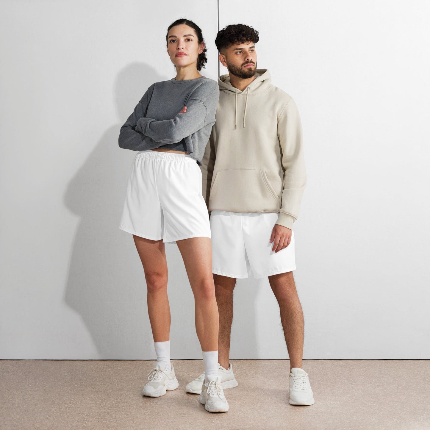iSAW Unisex White Athletic Shorts
