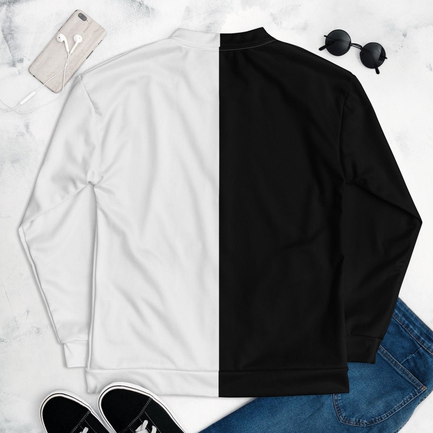 Half Black Half White - Unisex Bomber Jacket
