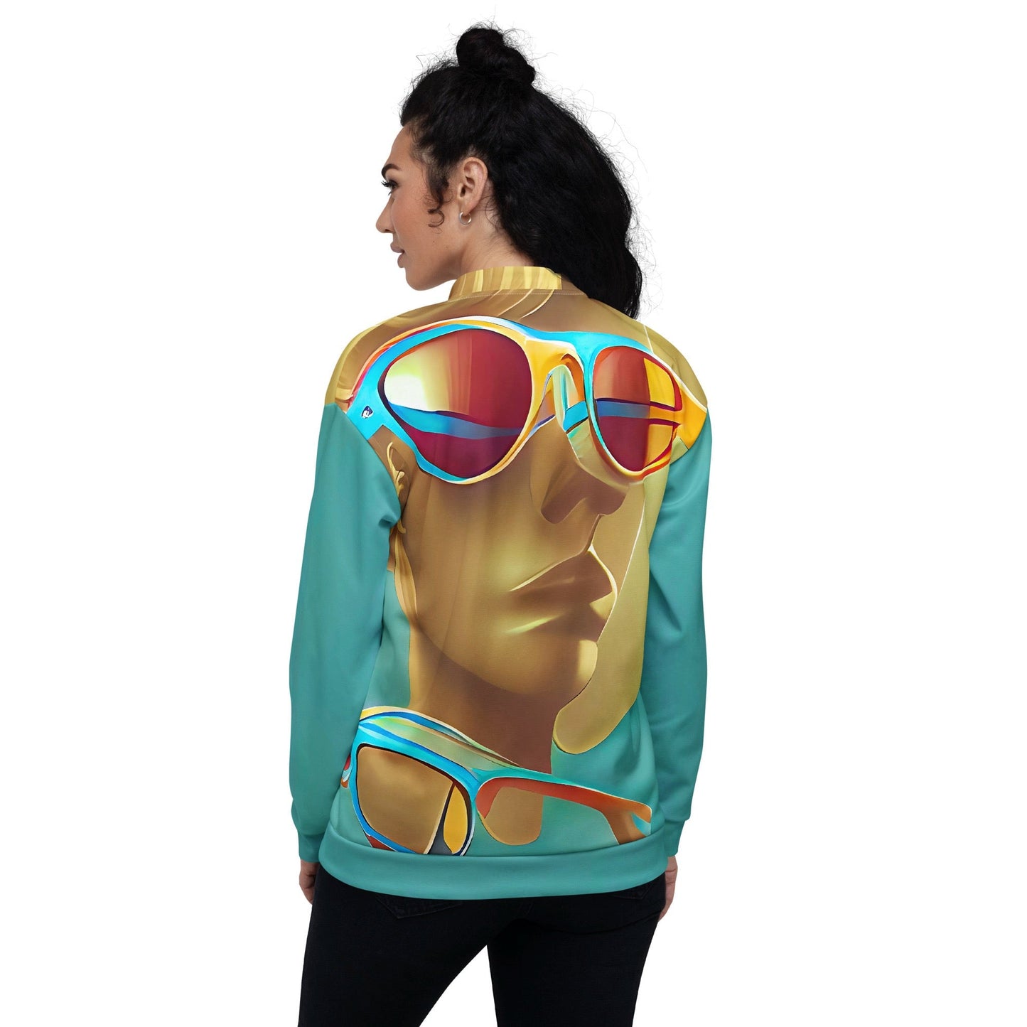 Retro Cool Blue - Womens Bomber Jacket