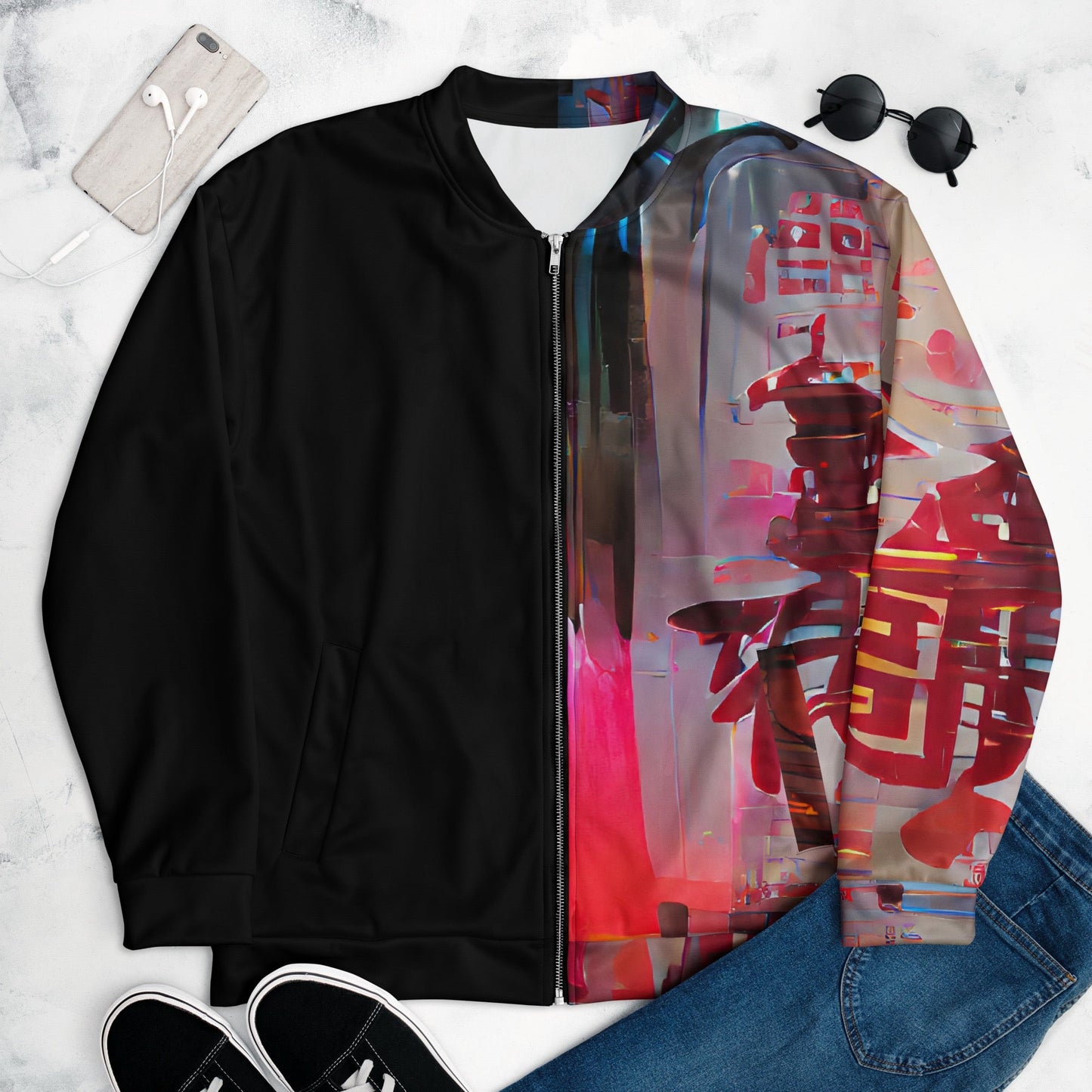Half Black Half Báijiǔ - Unisex Bomber Jacket