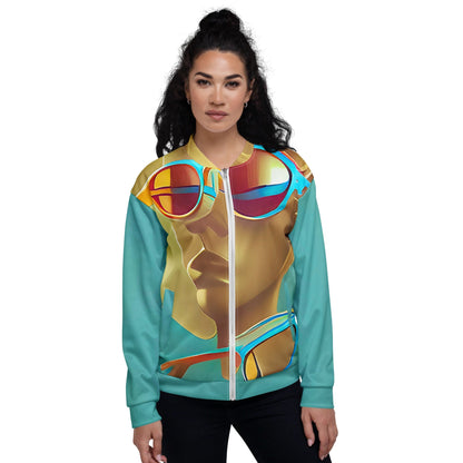 Retro Cool Blue - Womens Bomber Jacket