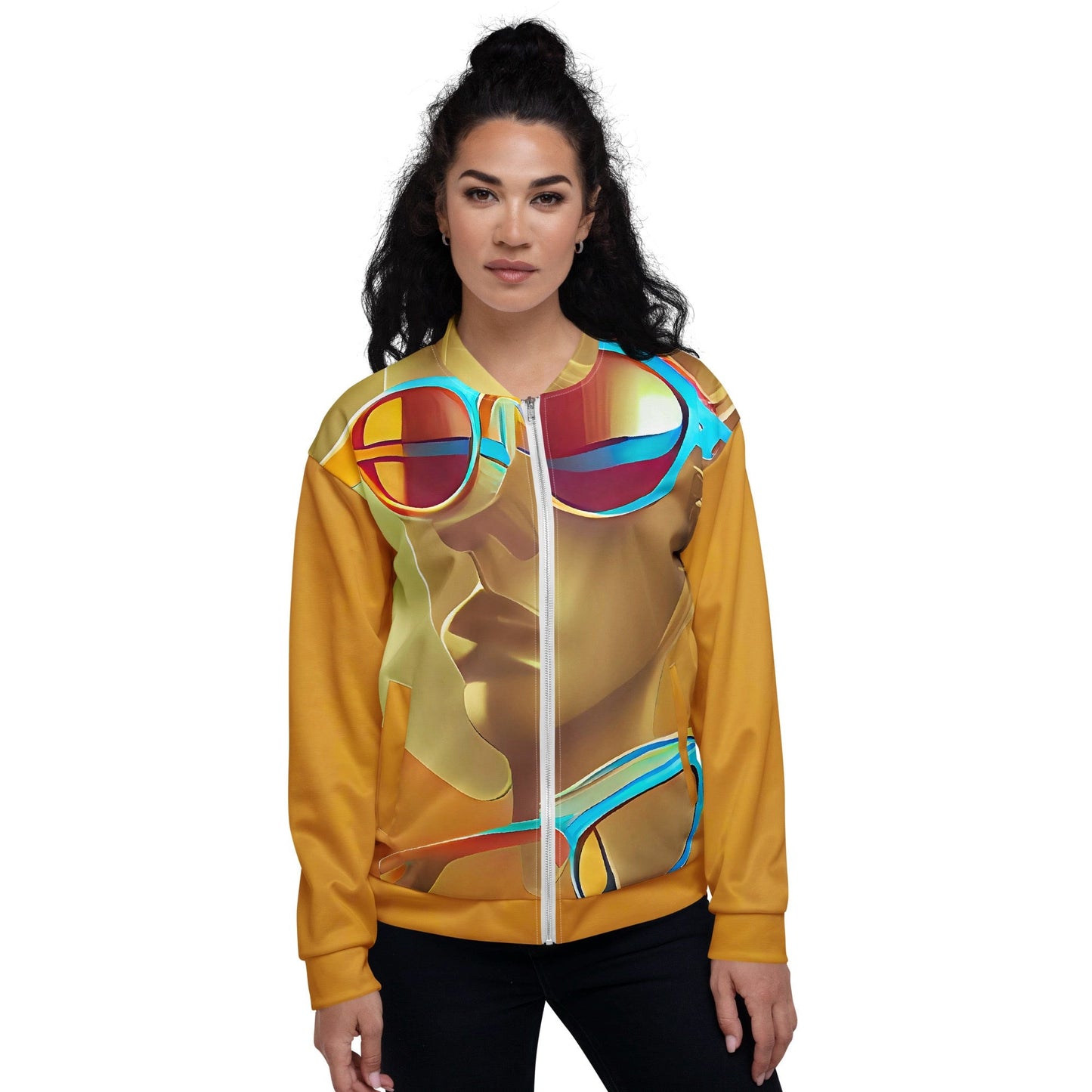 Retro Cool Orange - Womens Bomber Jacket