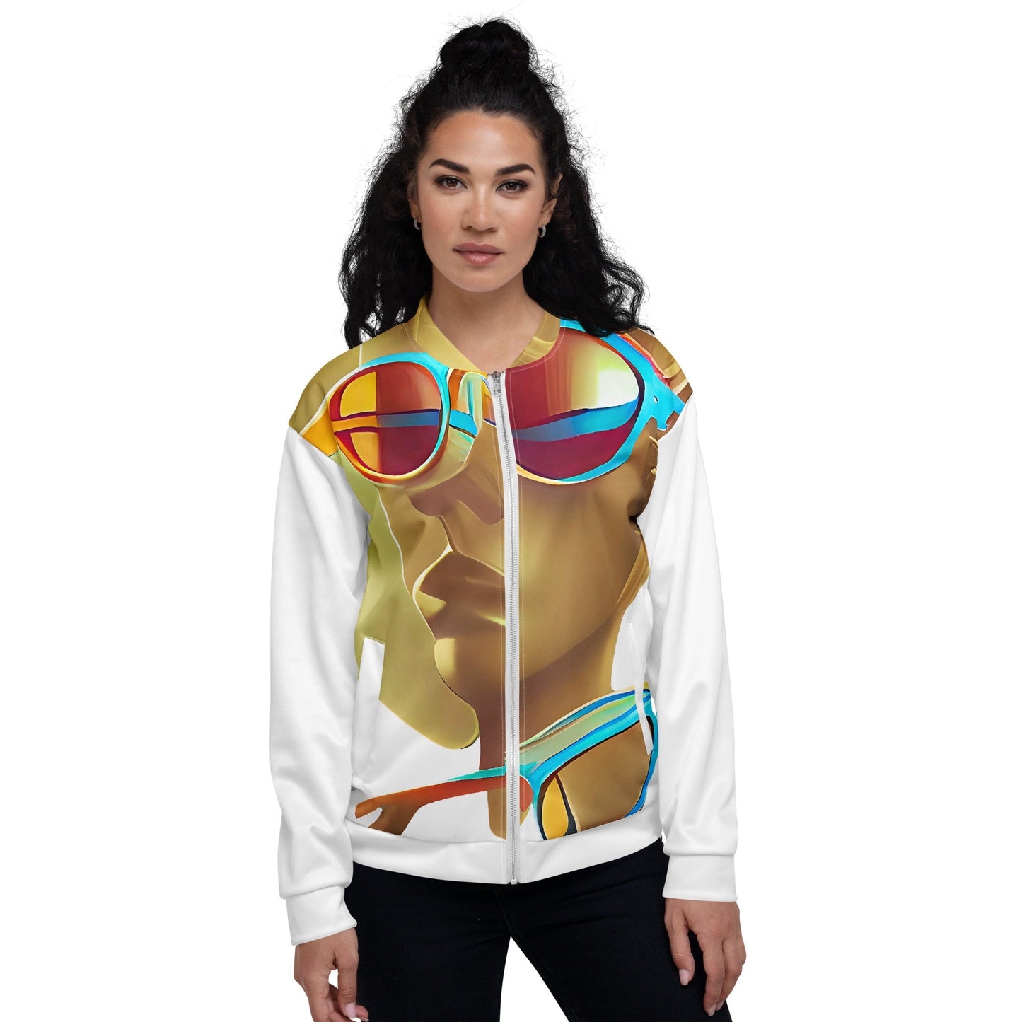 Retro Cool White - Womens Bomber Jacket