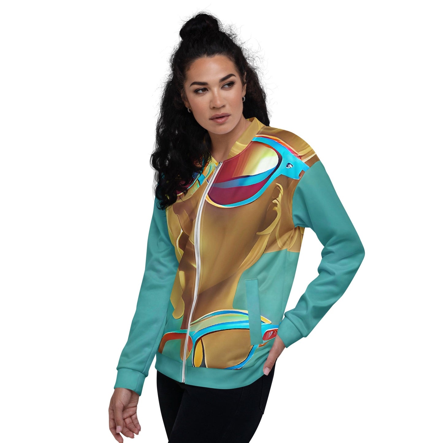 Retro Cool Blue - Womens Bomber Jacket