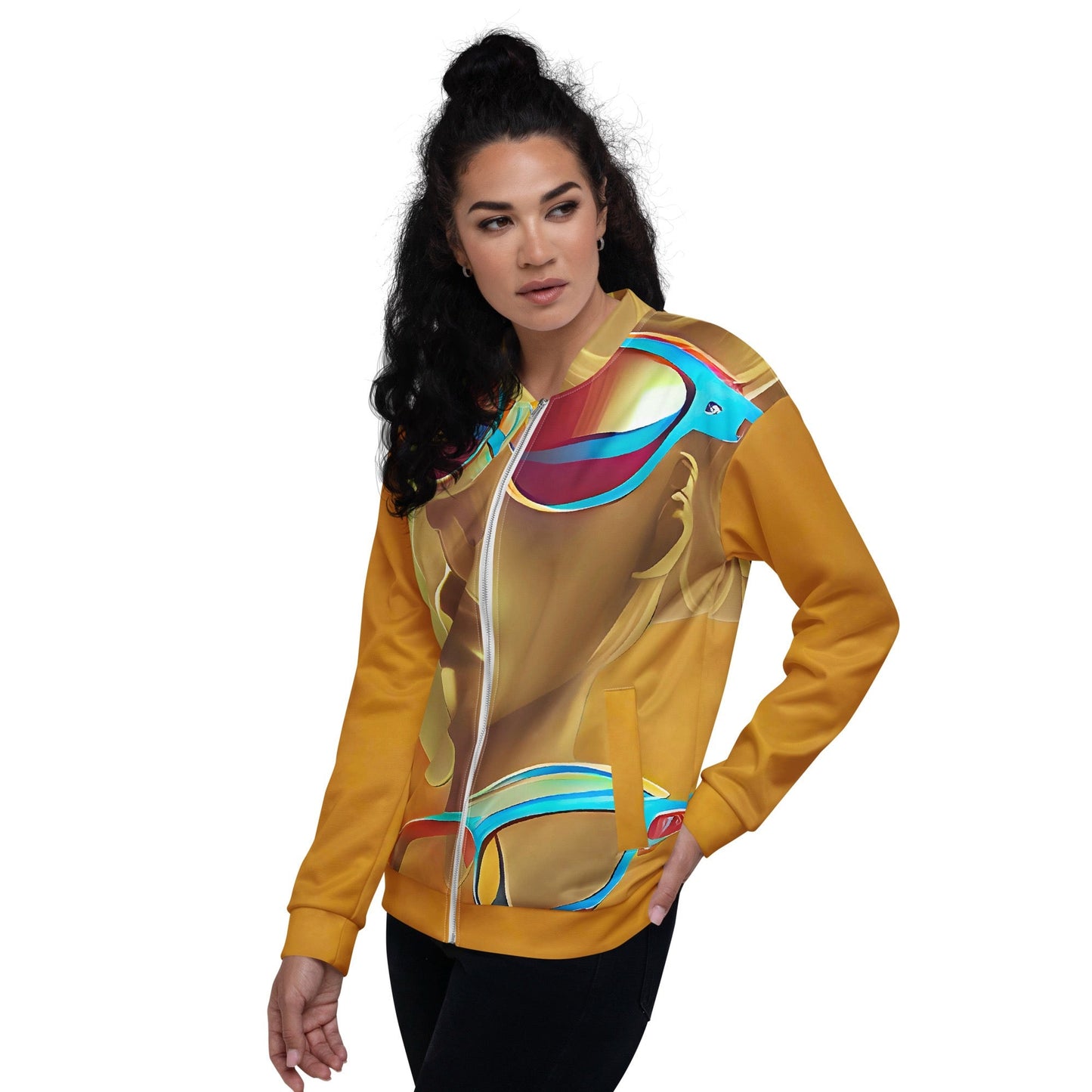 Retro Cool Orange - Womens Bomber Jacket