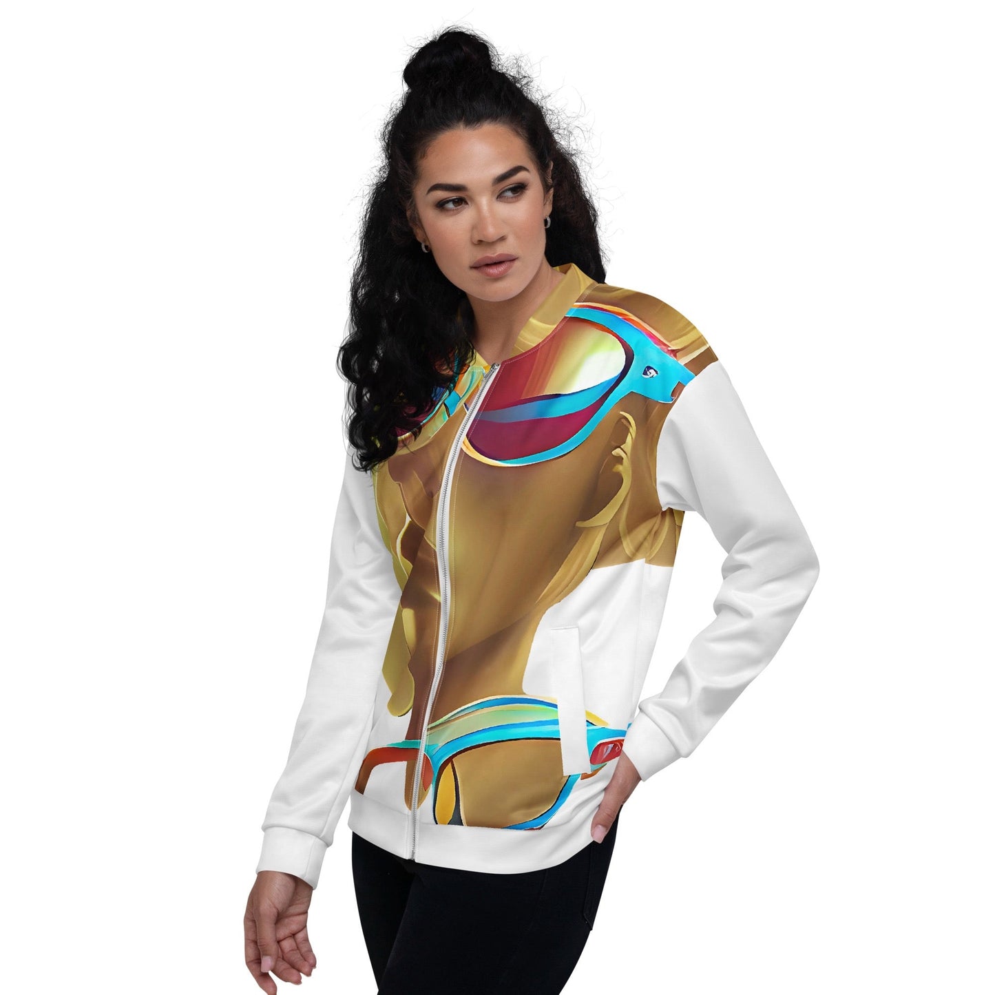 Retro Cool White - Womens Bomber Jacket