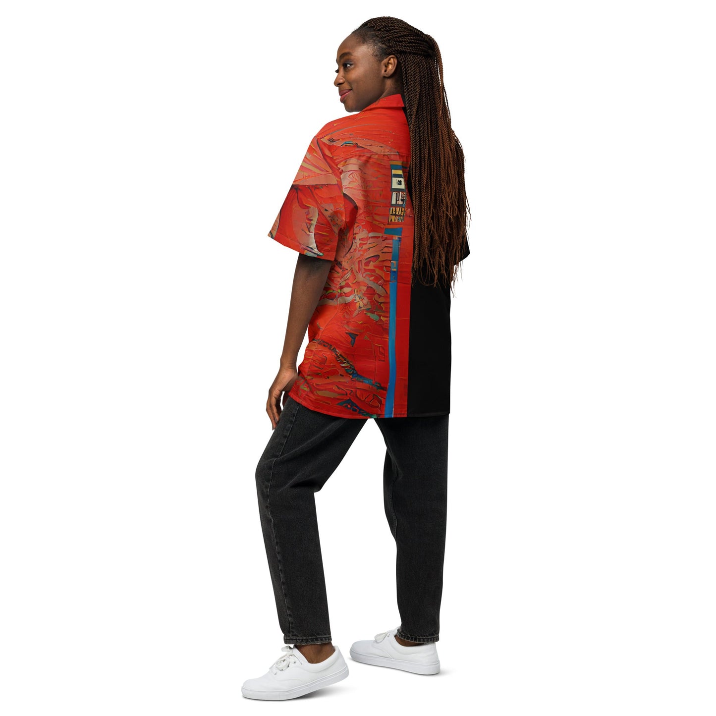 Half Black Half Hónghǎi - Unisex Button Shirt