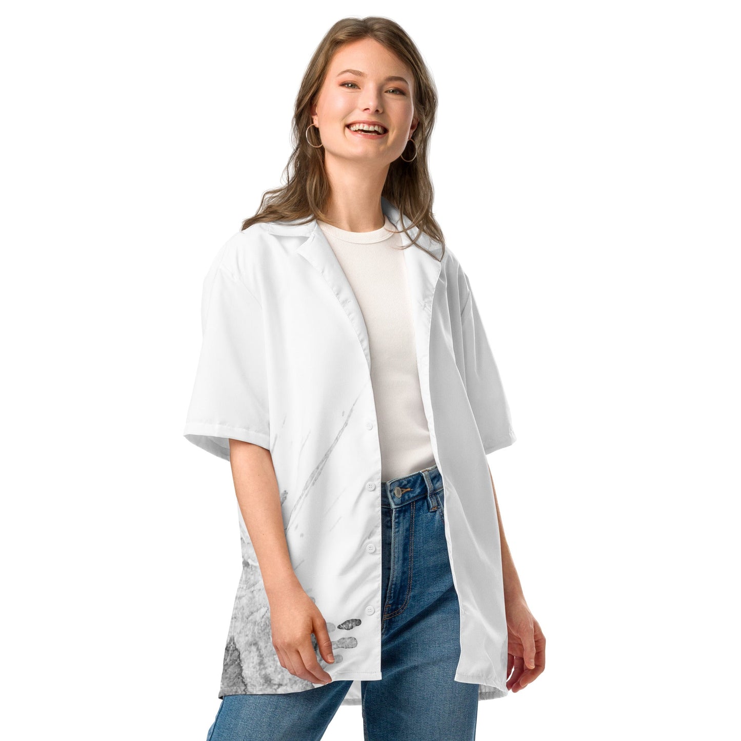Watercolour Grey Splash - Unisex Button Shirt