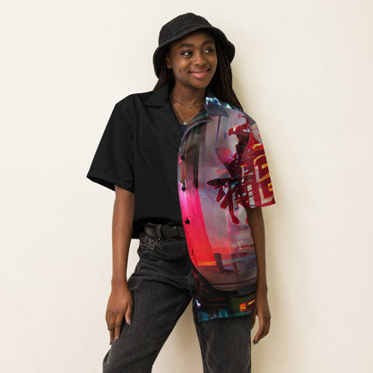 Half Black Half Báijiǔ - Unisex Button Shirt