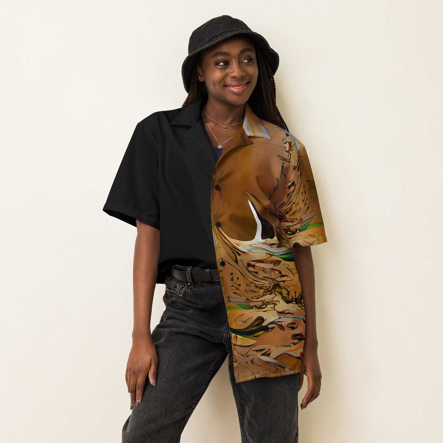 Half Black Half Gāolàng - Unisex Button Shirt