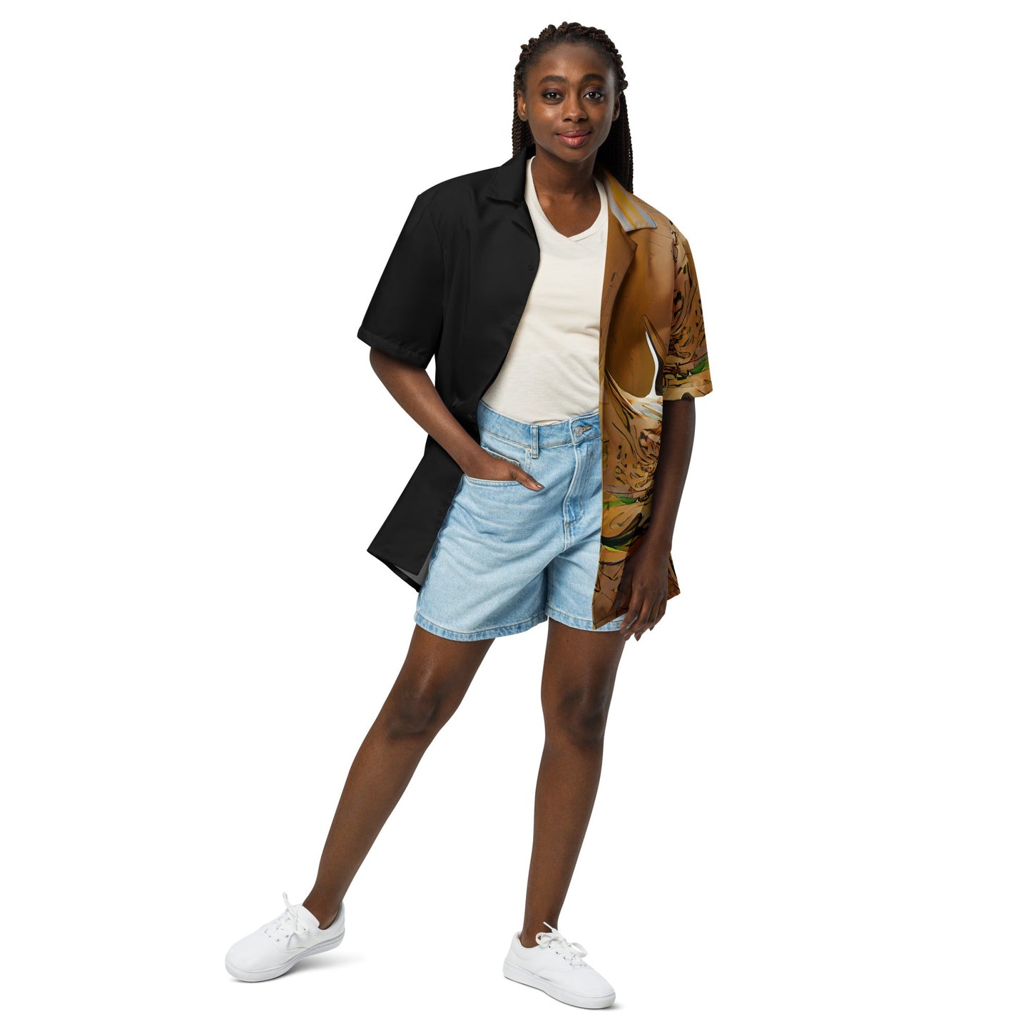 Half Black Half Gāolàng - Unisex Button Shirt