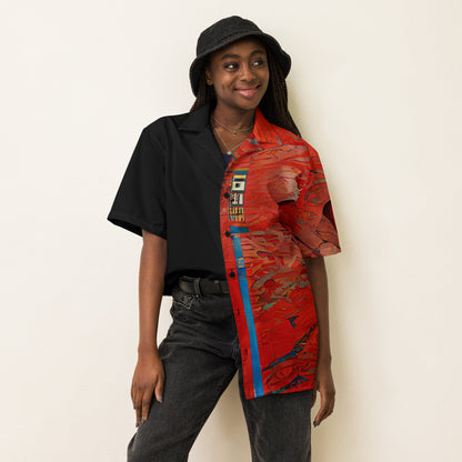 Half Black Half Hónghǎi - Unisex Button Shirt