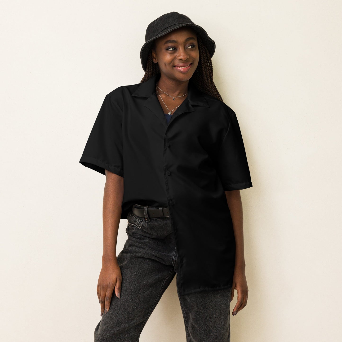iSAW Black Unisex Button Shirt