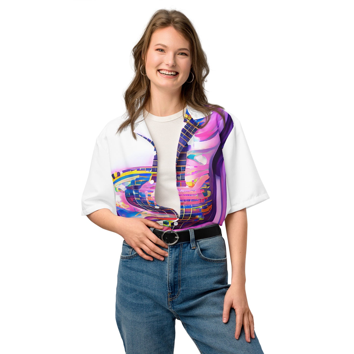 Hippie Guitar -  Womens Button Shirt