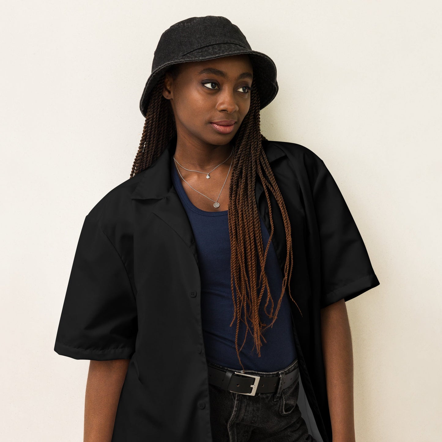iSAW Black Unisex Button Shirt
