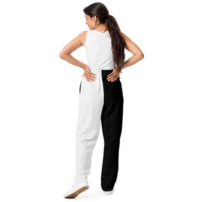 Half Black Half White - Unisex Wide-Leg Joggers